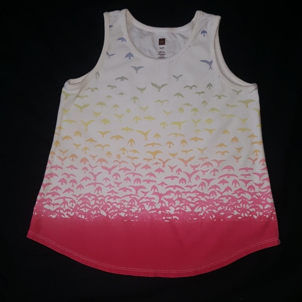 Used Tea Collection Girls Ombre Bird Print Tank
